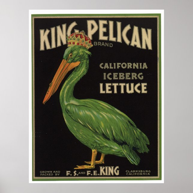 Vintage Iceberg Lettuce Vegetables Crate Labels Poster (Front)