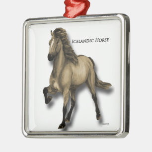 Vintage Icelandic Horse Metal Ornament