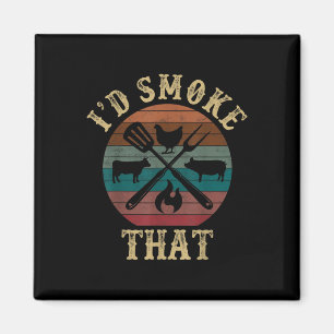 Vintage Id Smoke That Barbecue Grilling Bbq Smoker Magnet
