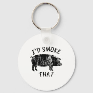 Vintage I'd Smoke That Funny Bbq Sausage Grilling Key Ring
