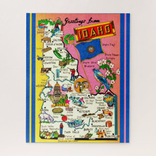 Vintage Idaho State 16x20 Map Jigsaw Puzzle