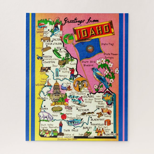 Vintage Idaho State 16x20 Map  Jigsaw Puzzle (Vertical)