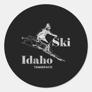 Vintage Idaho Tamarack Skiing Tee Classic Round Sticker