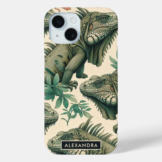 Vintage Iguana Pattern Case-Mate iPhone Case (Back)