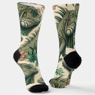 Vintage Iguana Pattern Socks