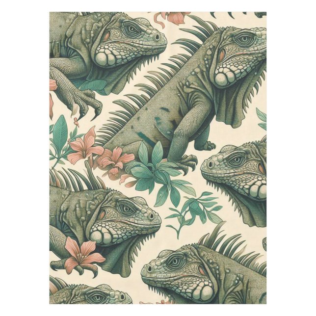 Vintage Iguana Pattern Tablecloth (Front)