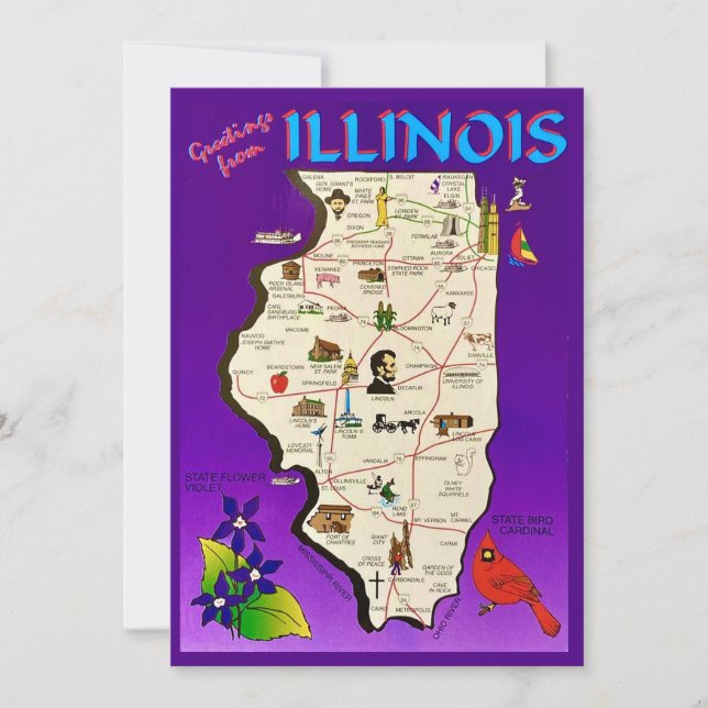 Vintage Illinois Greetings 5x7 Big Postcard (Front)