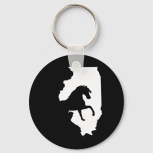 Vintage Illinois Horse Riders Key Ring