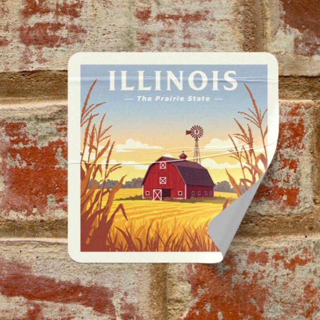 Vintage Illinois Square Sticker (Creator Uploaded)