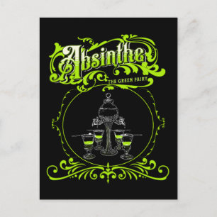 Vintage Illustrated Absinthe Set Postcard
