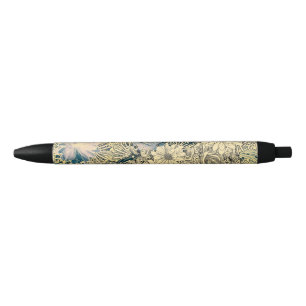 Vintage Illustrated Flowers Black Ink Pen