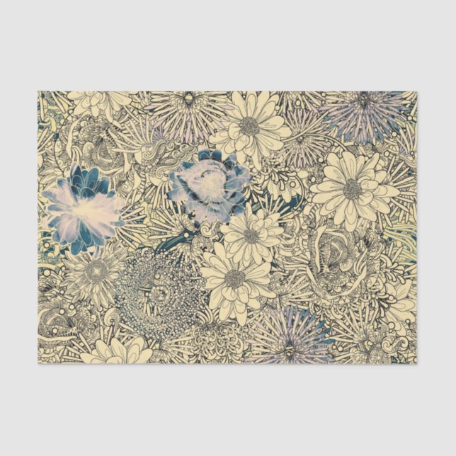 Vintage Illustrated Flowers Tissue Paper (Front)