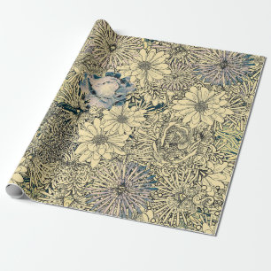 Vintage Illustrated Flowers Wrapping Paper