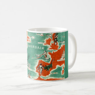 Vintage Illustrated Swissair Map Mug