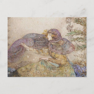 Vintage Illustration Annie French "Lilac Veil"   Postcard