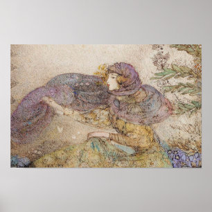 Vintage Illustration Annie French "Lilac Veil"   Poster