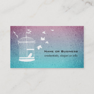 Vintage Illustration Bird in a Cage Business Card