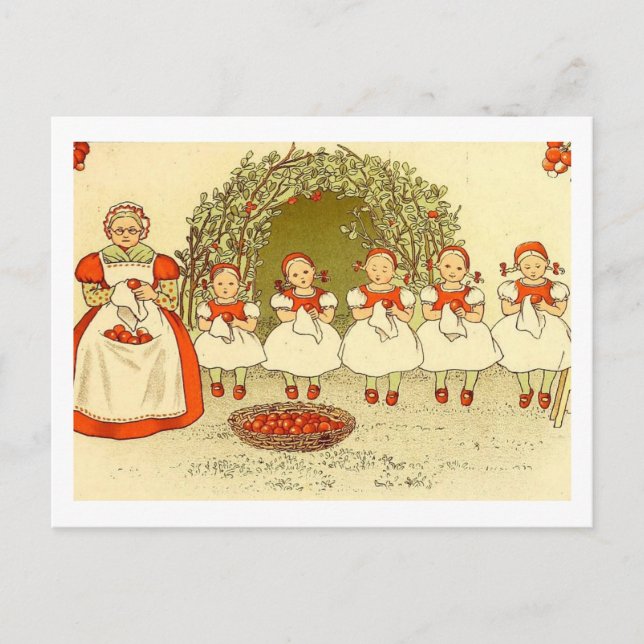 Vintage Illustration Blueberry Forest Elsa Beskow Postcard (Front)