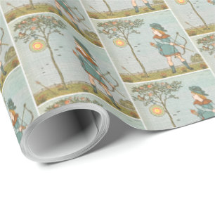 Vintage Illustration - Boy with Bow & Arrow Wrapping Paper