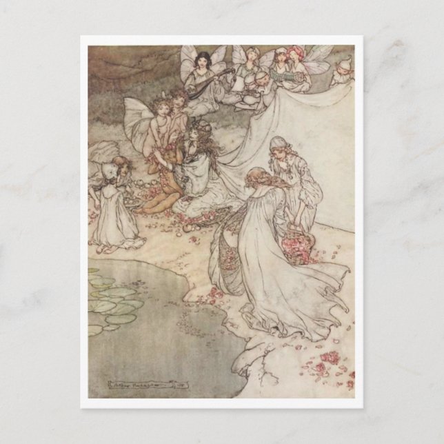 Vintage Illustration by Arthur Rackham Fairies Postcard (Front)