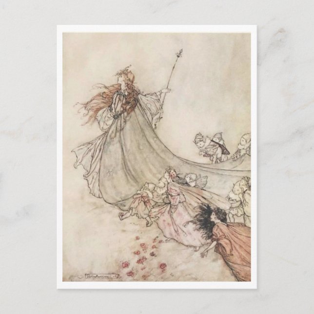 Vintage Illustration by Arthur Rackham Titania Postcard (Front)