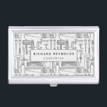Vintage Illustration Carpenter Tools Business Card Holder<br><div class="desc">A stylish and simple design with vintage tools. Illustration of woodworking tools,  perfect for the carpenter,  or handyman.  Easy to personalise with your name and occupation.</div>
