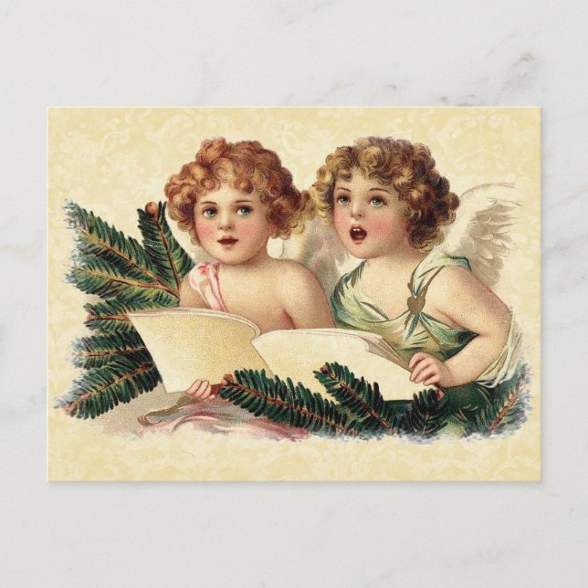 Vintage Illustration Cherubs Singing Postcard (Front)