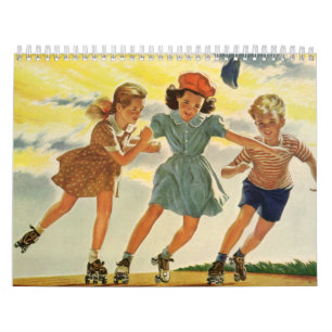 Vintage Illustration Children Calendar