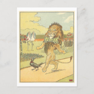 Vintage Illustration Dancing Lion with Bowtie Postcard