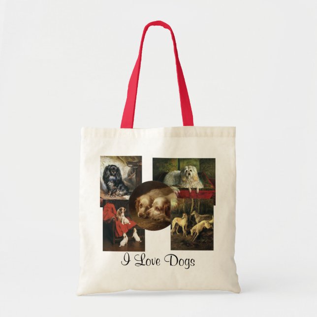Vintage Illustration Dogs and Puppies! Tote Bag (Front)