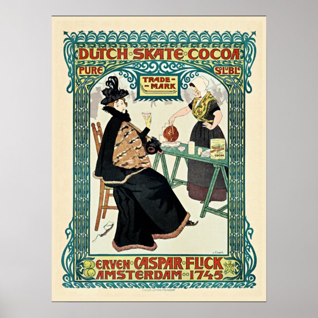 Vintage illustration, Dutch Skate Cocoa, 1897 Poster (Front)