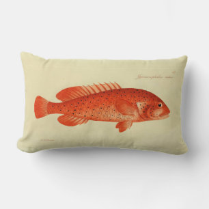 Vintage Illustration Fish The Coney Lumbar Cushion