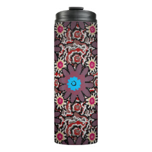 Vintage illustration. Folkloric ethnic purple, red Thermal Tumbler
