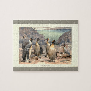 Vintage illustration giant penguins Antarctic Jigsaw Puzzle