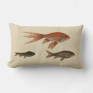 Vintage Illustration Goldfish Lumbar Cushion