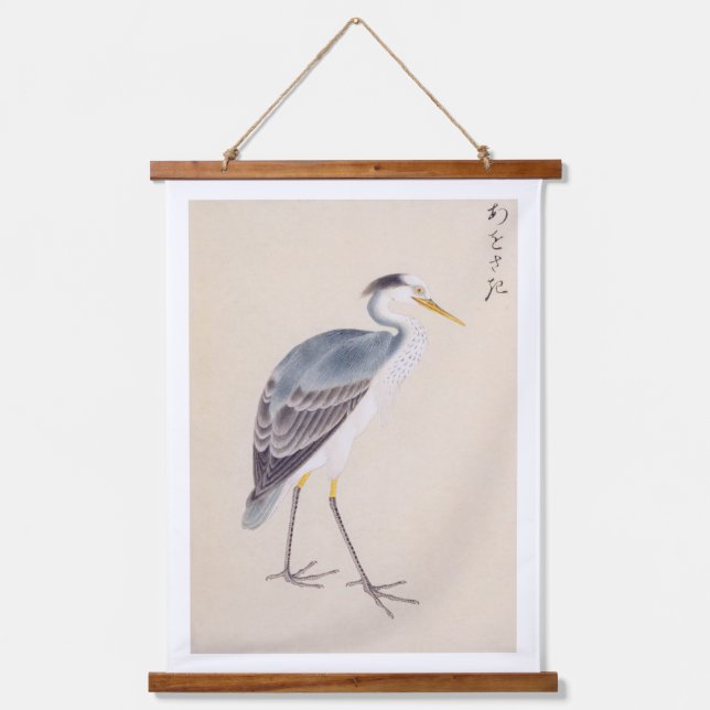 Vintage illustration: Grey heron Hanging Tapestry (Front)