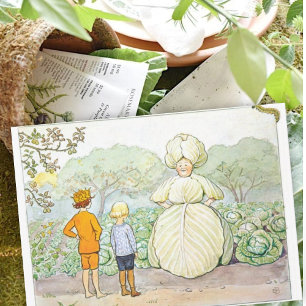 Vintage Illustration In the Garden Elsa Beskow Card