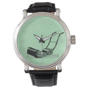 Vintage Illustration Lawn Mower T Roman Numerals W Watch