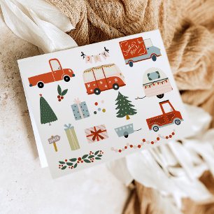 Vintage Illustration Merry Christmas Holiday Card