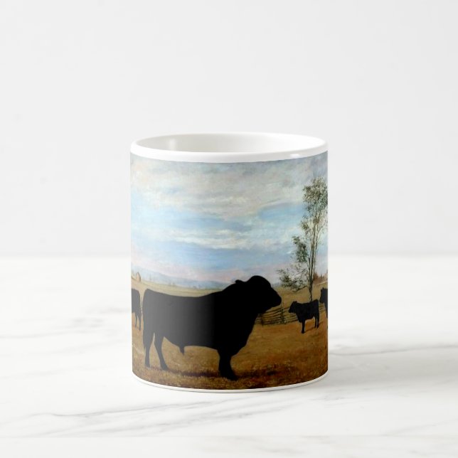 Vintage illustration of a Angus cattle Coffee Mug (Center)