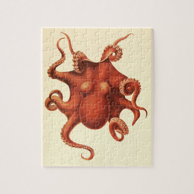 Vintage illustration of an octopus jigsaw puzzle (Vertical)