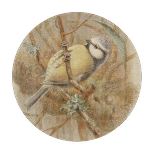 Vintage Illustration of Bluetit Cutting Board