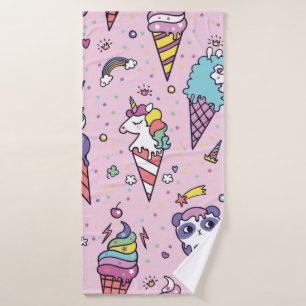 Vintage illustration of Cute ice cream cones that Bath Towel