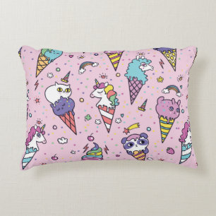 Vintage illustration of Cute ice cream cones that Decorative Cushion