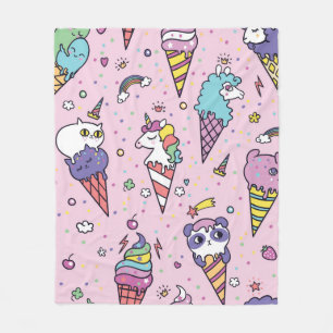Vintage illustration of Cute ice cream cones that  Fleece Blanket