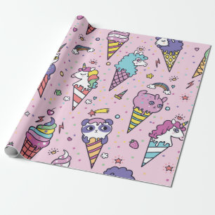 Vintage illustration of Cute ice cream cones that Wrapping Paper