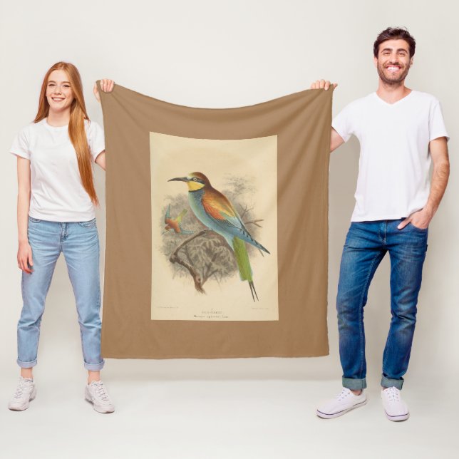 Vintage illustration of European Bee-Eater Fleece Blanket (In Situ)