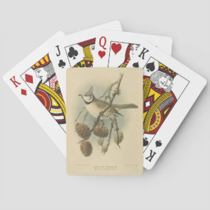 Vintage Illustration of European Crested Tit Playing Cards