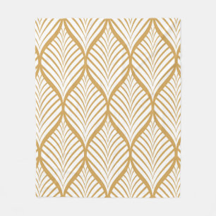 vintage illustration of geometric leaves seamless fleece blanket