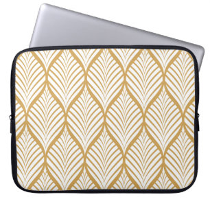 vintage illustration of geometric leaves seamless  laptop sleeve